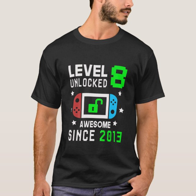 Camiseta Niños Niñas Nivel 8 Videojuego desbloqueado 8Cumpl (Anverso)