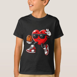 Camiseta Niños Niño Cute Corazón Jugando Baloncesto Valenti