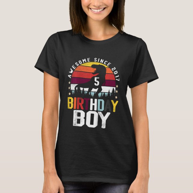 Camiseta Niños niño de 5 años de edad Dinosaur Rex Boy asom (Anverso)