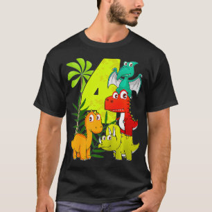 Camiseta Niños Niños 4 años de edad 4 años niño dinosaurio 