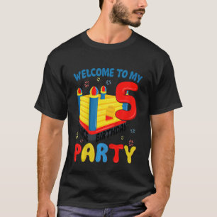 Camiseta Niños niños 5 cumpleaños Jumper Trampoline Tema Pa