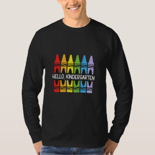 Camiseta Niños Niños Crayón Hola Jardín de infancia De vuel