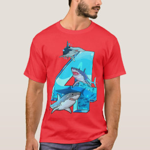Camiseta Niños niños de 4 años de edad niños tiburones de 4