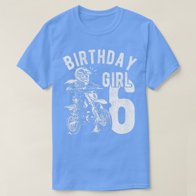 Camiseta Niños niños de 6 años chicas de cumpleaños Moto en (Diseño del anverso)