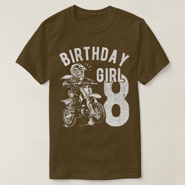 Camiseta Niños niños de 8 años chicas de cumpleaños Moto en (Diseño del anverso)