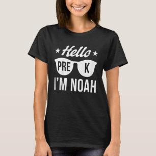Camiseta Niños Niños Hola PRE K Primer día de pre K Soy Noa