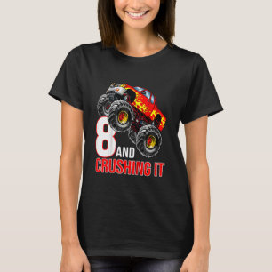 Camiseta Niños Niños Niños 8 Aniversario Monstruo Camión Cu