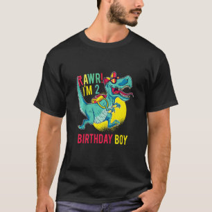 Camiseta Niños niños Rawr Tengo 2 Dinosaurios Trex Segundo 