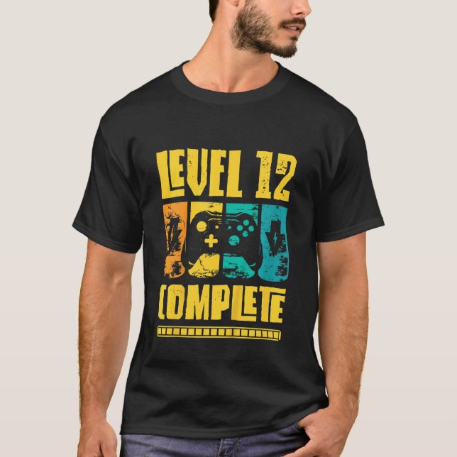 Camiseta Niños Nivel 12 Niño Cumpleaños Completo Gamer Birt (Anverso)