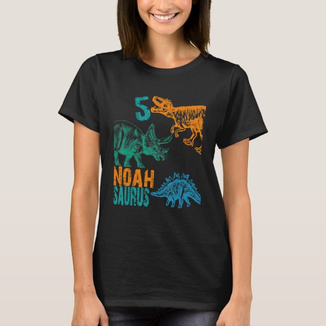 Camiseta Niños Noah Saurus 5º cumpleaños Boys Rex Bday Fies (Anverso)