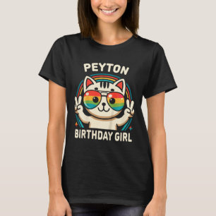 Camiseta Niños Nombre Peyton Chica de cumpleaños Gato