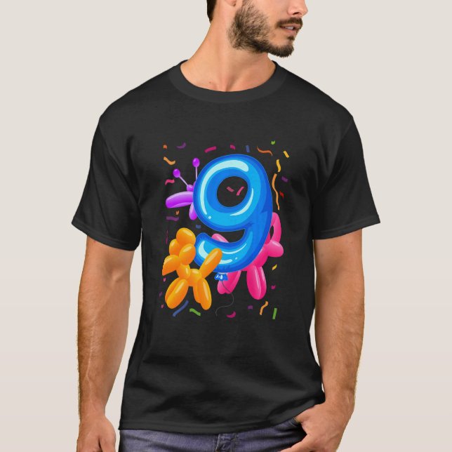 Camiseta Niños Noveno Balón de cumpleaños Animales Globos T (Anverso)