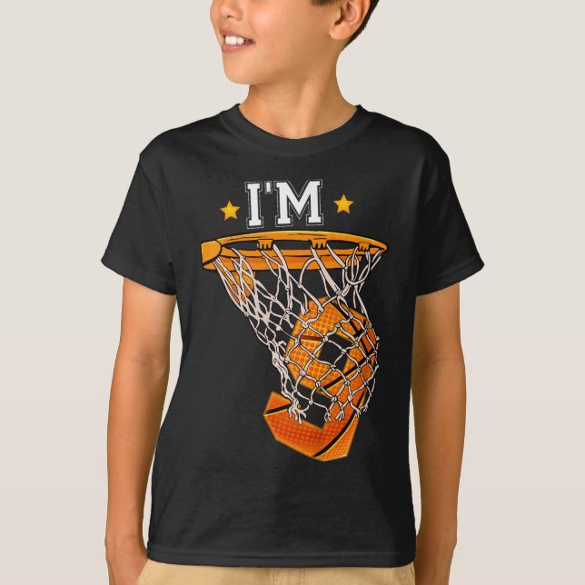 Camiseta Niños Noveno Baloncesto Cumpleaños Soy 9 Niño Chic (Anverso)