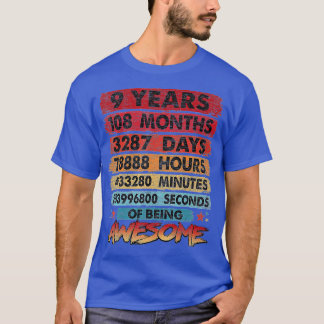Camiseta Niños Noveno Cumpleaños Retro de cosecha de 9 años