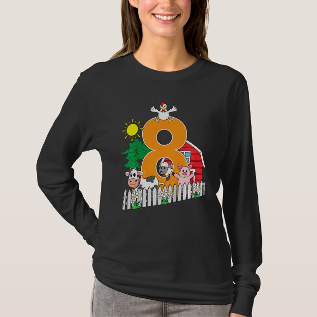 Camiseta Niños Octava Granja de Cumpleaños Moda de Cerdo de (Anverso)