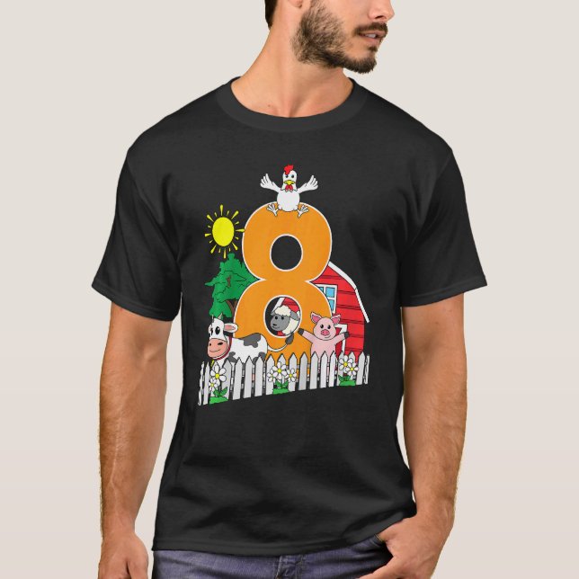 Camiseta Niños Octava Granja de Cumpleaños Moda de Cerdo de (Anverso)