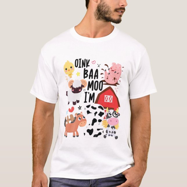 Camiseta Niños Oink Baa Moo Soy Dos Pequeños Agricultores 2 (Anverso)