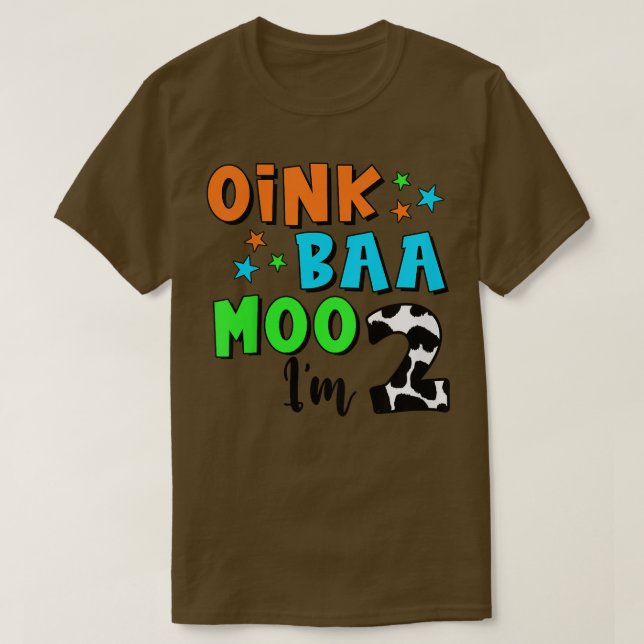 Camiseta Niños Oink Baa Mooo Tengo 2 Bebés Granjero Segundo (Diseño del anverso)