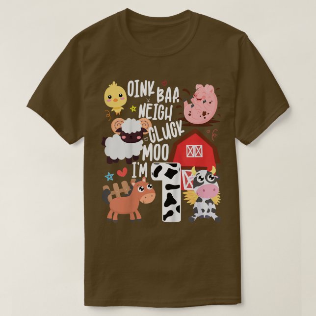 Camiseta Niños Oink Baa Neigh Cluck Moo I'm One Farmer 1er (Diseño del anverso)