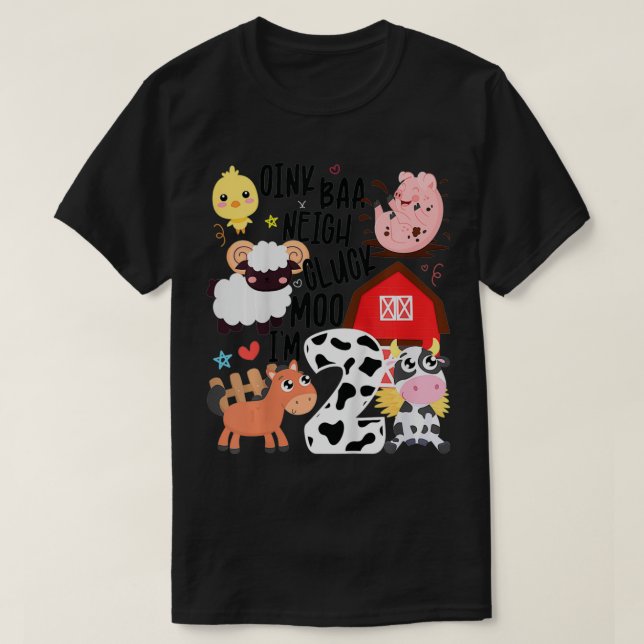 Camiseta Niños Oink Baa Neigh Cluck Moo I'm Two Farmer 2nd (Diseño del anverso)