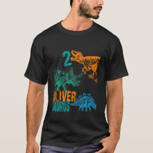 Camiseta Niños Oliver Saurus Niños de segundo cumpleaños Re