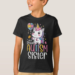 Camiseta Niños Orgullosos Hermana Autismo Conciencia Lindo 