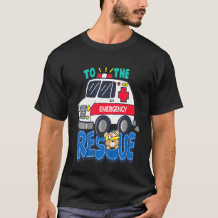 Camiseta Niños Oso Ambulancia Vehículo Luces Sirenas Rescat