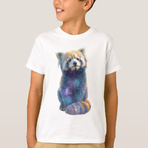 Camiseta Niños Panda Rojo Galaxia Cósmica Celeste