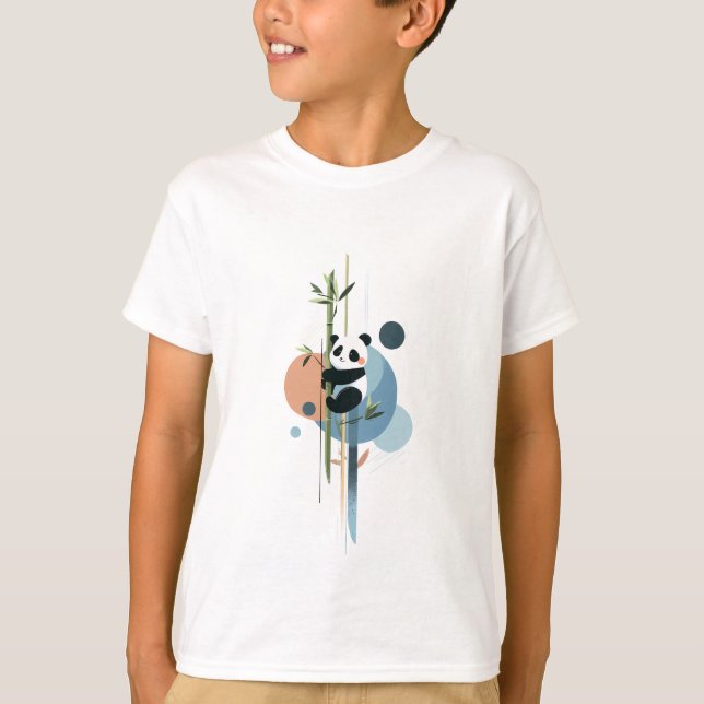 Camiseta Niños Panda Subiendo Bambú (Anverso)