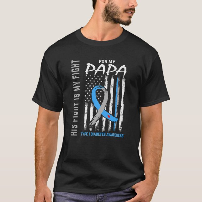 Camiseta Niños Papa Tipo Uno Diabetes Sensibilización Cinta (Anverso)