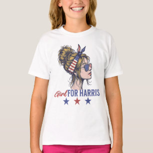 Camiseta Niños Para Harris 2024 Chicas Del Presidente Messy