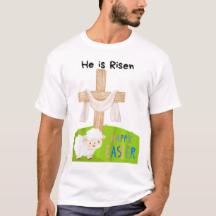 Camiseta Niños Pascua Religiosa Niño 'Él Ha Resucitado' Cru