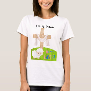Camiseta Niños Pascua Religiosa Niño 'Él Ha Resucitado' Cru