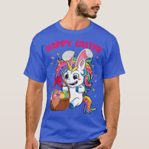 Camiseta Niños Pascua Unicornio Bebé conejo cesta de huevos