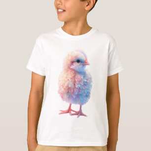 Camiseta Niños Pastel de Algodón de Acuarela Pollito