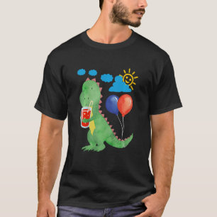 Camiseta Niños Pequeño dinosaurio lindo con un refresco de