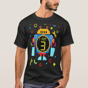 Camiseta Niños Pequeño Robot Cumpleaños 3.ᵉʳ Técnico de cum