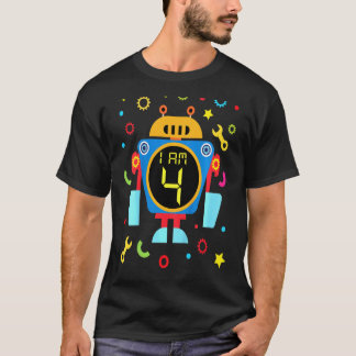 Camiseta Niños Pequeño Robot Cumpleaños 4 Técnico de Cumple