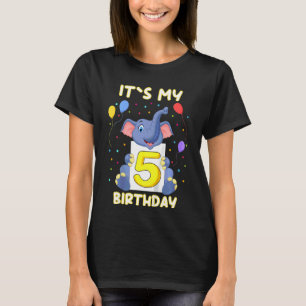 Camiseta Niños Pequeños Elefantes 5 Años Mi Cumpleaños