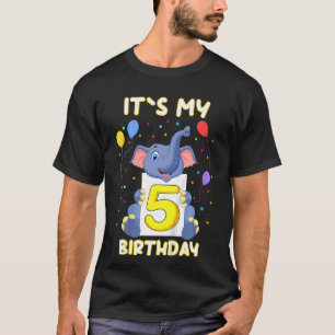 Camiseta Niños Pequeños Elefantes 5 Años Mi Cumpleaños