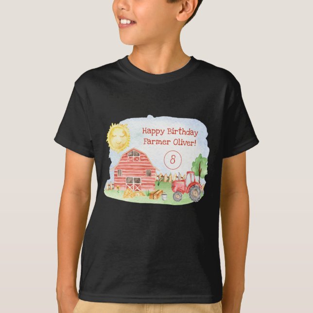 Camiseta Niños pequeños felices cumpleaños agricultor (Anverso)