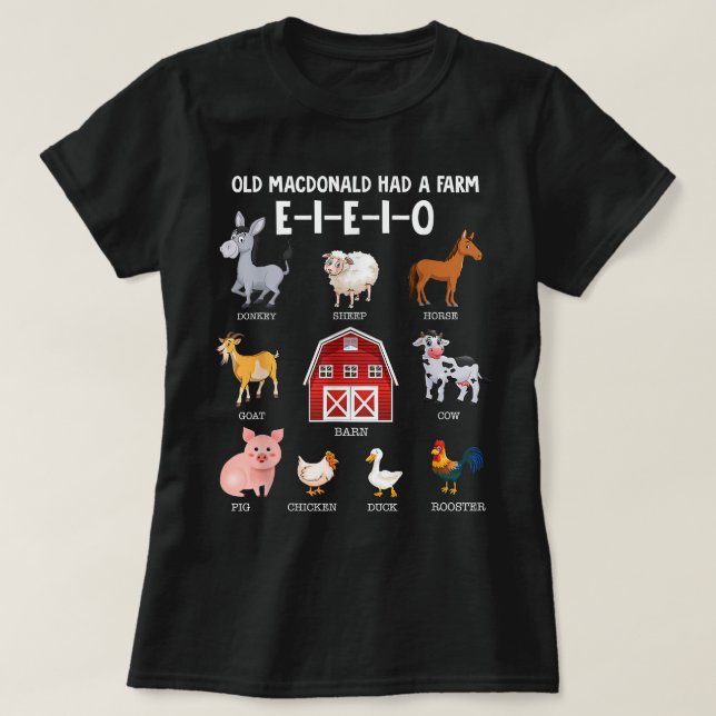 Camiseta Niños pequeños granjeros animales El viejo MacDona (Diseño del anverso)