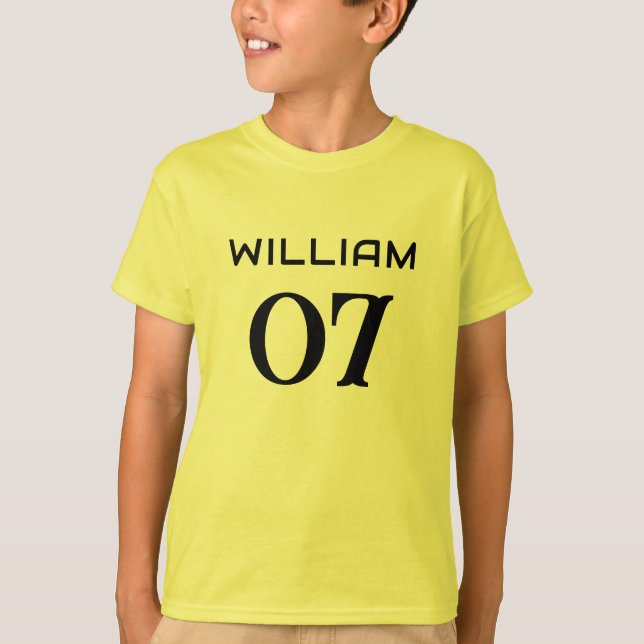 Camiseta Niños personalizados Amarillos y Negros | Número d (Anverso)
