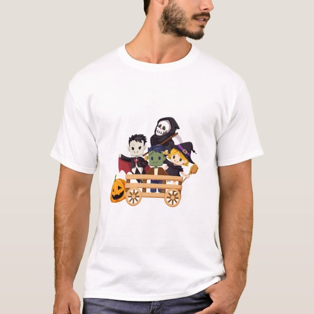 Camiseta Niños Personalizados de Halloween en vagón (Anverso)