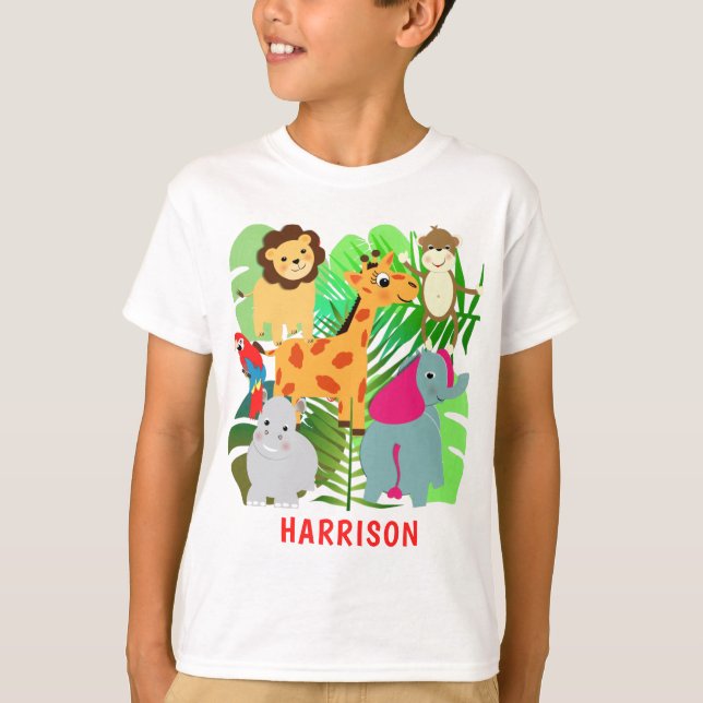 Camiseta Niños Personalizados de Safari de la Selva Persona (Anverso)