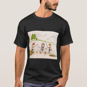 Camiseta niños pescando ( pintura de acuarela ) un gran reg