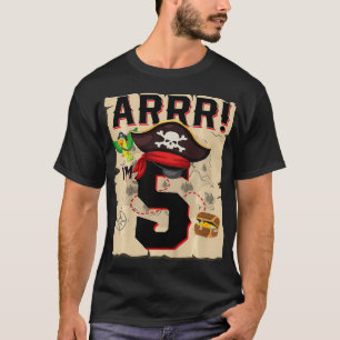 Camiseta Niños Pirata de 5 años Cumpleaños Piratas Arqueasu
