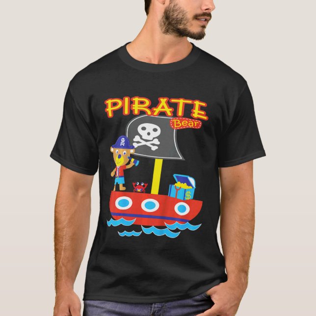 Camiseta Niños Piratas Oso Tesoro Barco de Cangrejo Aventur (Anverso)