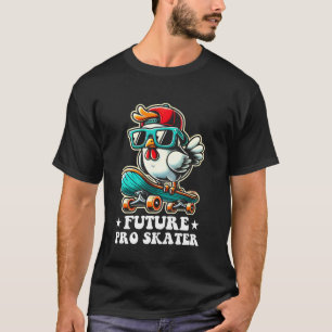Camiseta Niños Pollo En Un Skateboard Skater Niños