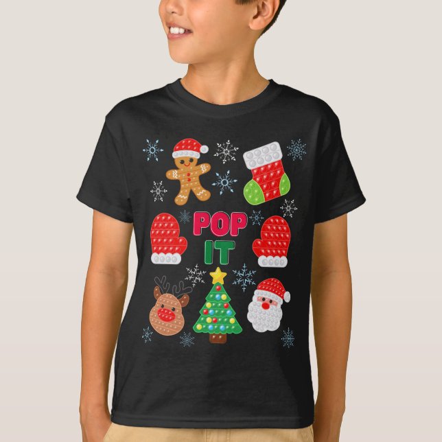 Camiseta Niños pop it Navidades burbuja reno de Santa (Anverso)